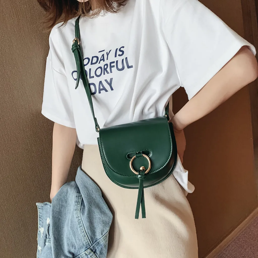 3W # модная женская сумка седло ретро кольцо простая через плечо маленькие сумки