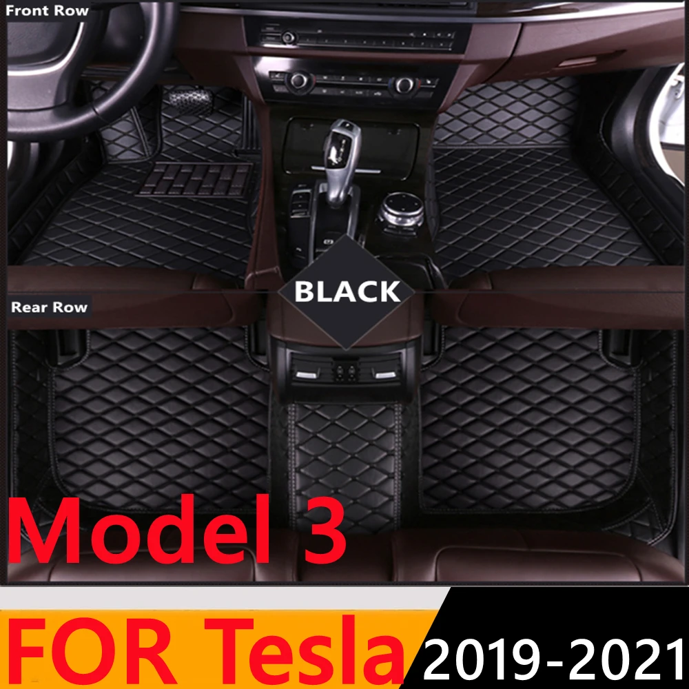 

Sinjayer Waterproof Leather Custom Fit Car Floor Mats Front & Rear FloorLiner Auto Parts Carpet Mat For Tesla Model 3 2019-2021