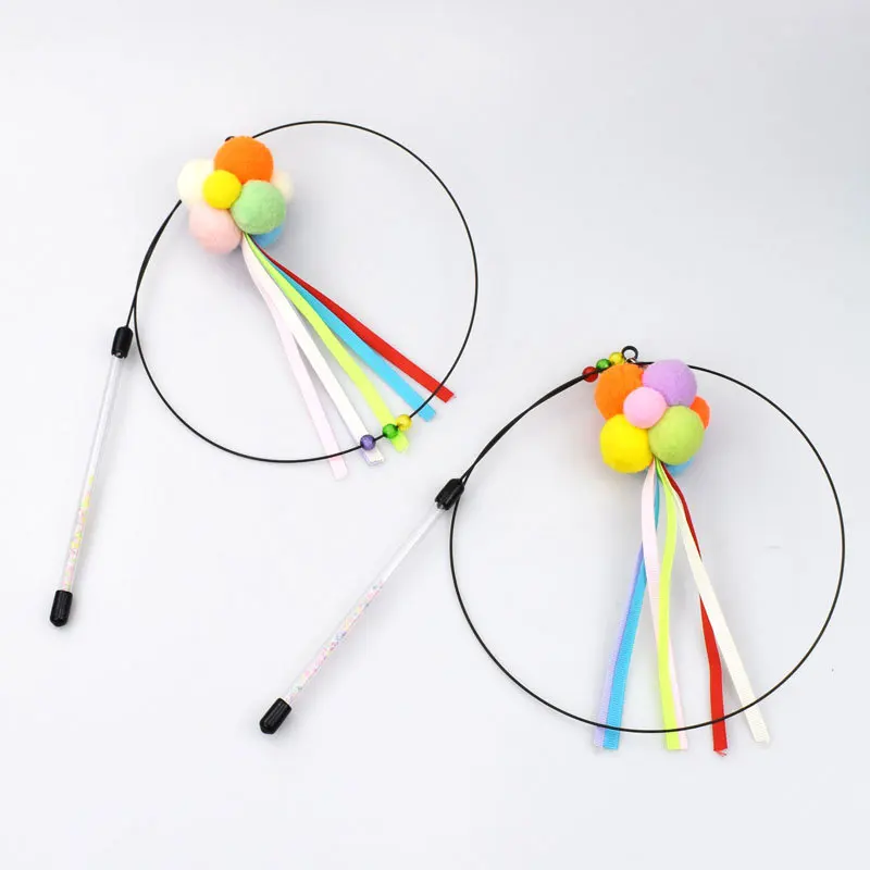 Товары для домашних животных красочные пушистые шарики перо стальная проволока