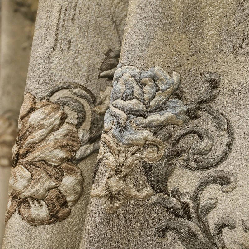 Европейские Роскошные 4D жаккардовые затемненные занавески для спальни высокое