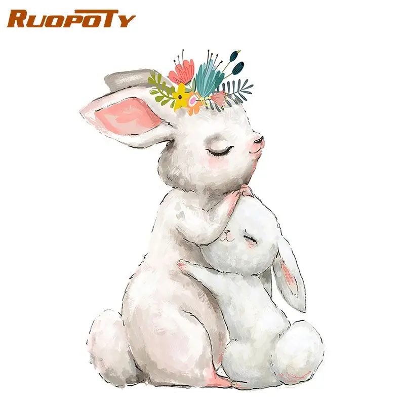 

RUOPOTY Full Square Round Drill 5D Diamond Painting Rabbit Diamond Embroidery Animal Craft Kit Diamond Art Rhinestone Home Decor