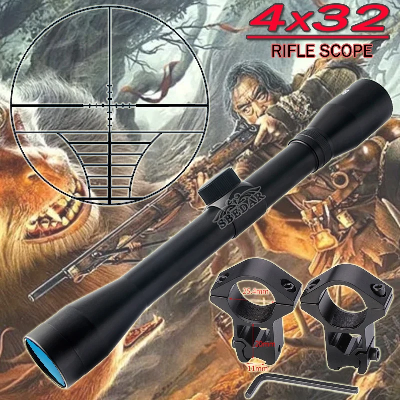 

Охотничья Оптика 4x32, оптический прицел для страйкбола, прицел с рельсовым креплением, Телескоп, Бинокль, Luneta Para пневматическая винтовка для ...