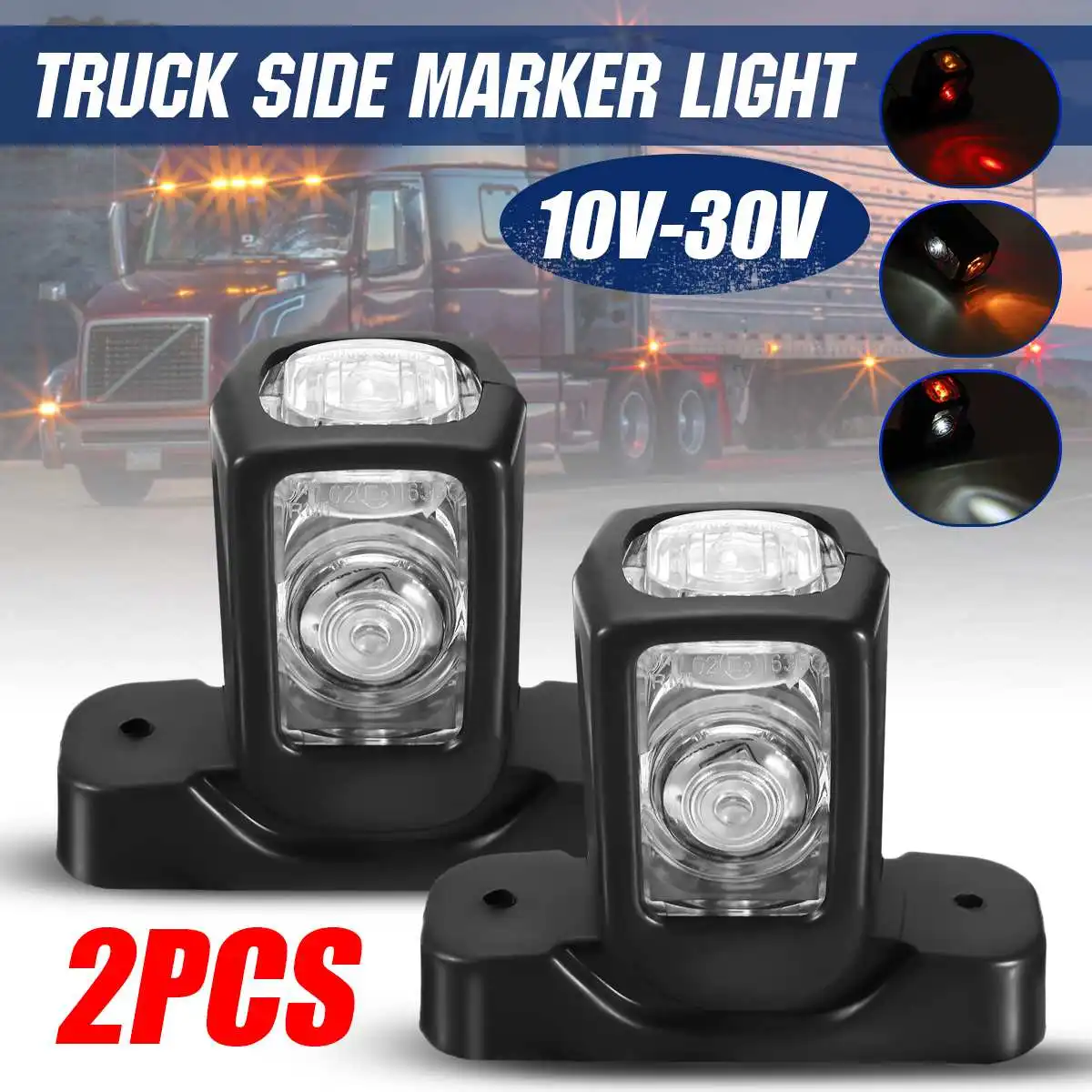 

2/4/8pcs E9 12V 24V Front Rear LED Side Marker Lights Outline Indicator Lamps White Amber Red For Truck Lorry Trailer