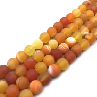 natural stone orange matte stripe agates round loose spacer beads for diy bracelet jewelry making 4 6 8 10 12mm 1strandlot