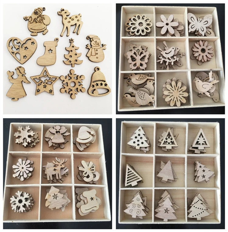 50 шт. деревянные рождественские снежинки DIY рождественские украшения для дома мини-елочные украшения Рождественский подарок с новогодним декором