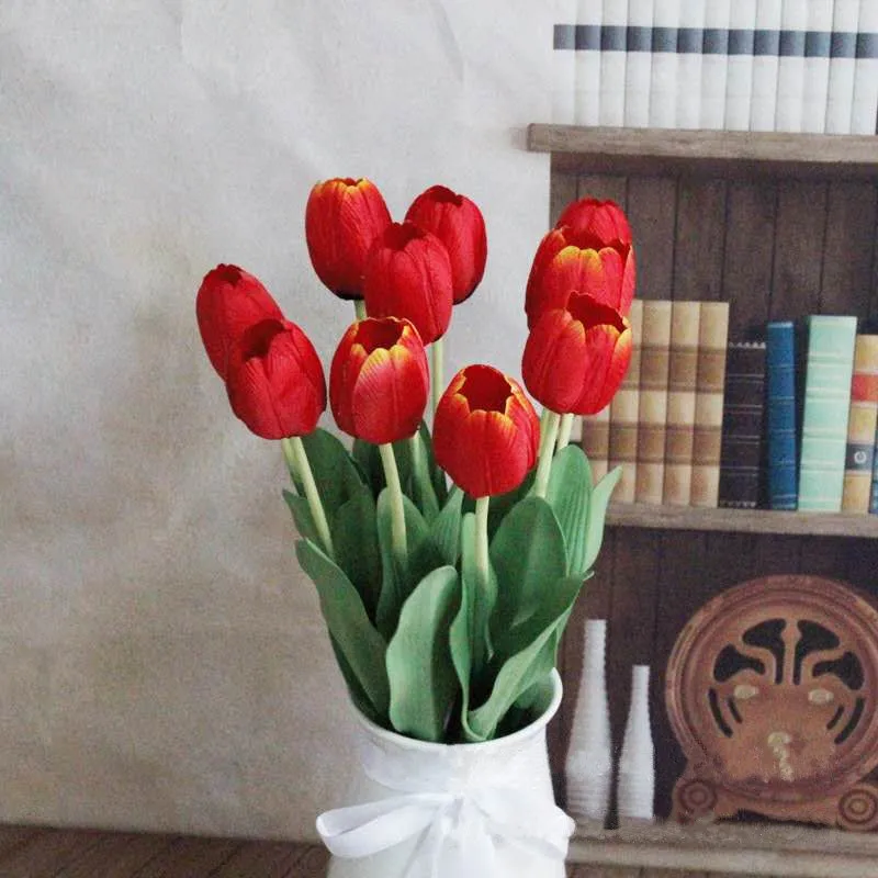 

45cm Artificial Color Tulip Flower Silk Cloth DIY Flower Arrangement Material Single Fake Plants Hotel Office New Year Home Deco