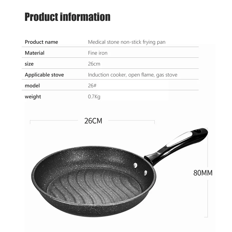 GEEKHOM Kitchen Cooking Frying Pan Medical Stone Cast Iron Nonstick Pancake Easy Clean Cookware Grill Skillet Tools | Дом и сад
