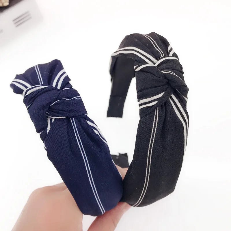 2019 модные темно синие черные повязки для волос белые на голову с принтом в