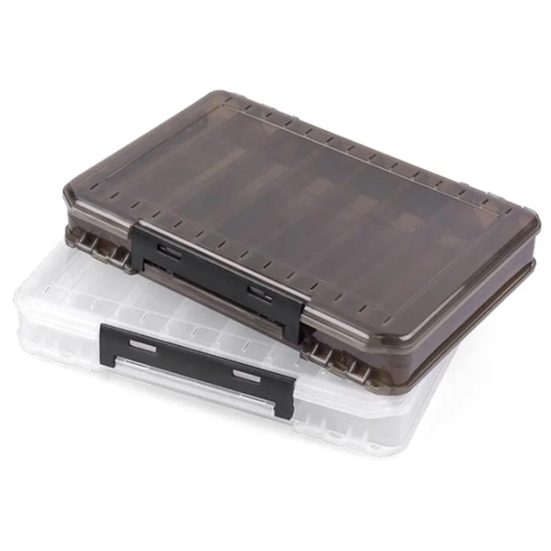 

NEW Double Sided Plastic Fishing Lure Box 14 Compartments Bait Lures Boxes Storage Box Fishing Tackle Accessories