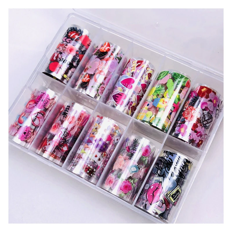 

4*50CM Flower Love Bear Transfer Paper Lips Fruits Stars Moon Ring Manicure Envelope Gift Clouds Nail Foil Art Decoration
