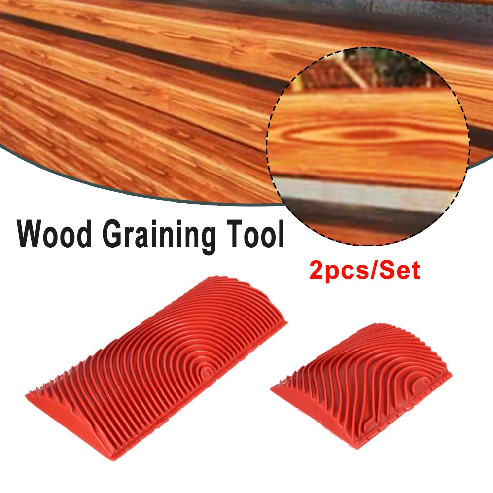 

2 Pcs DIY Brush Painting Tool Imitation Wood Graining Pattern Wall Texture Art Rubber Wood Grain Painting Tool Home Decoration