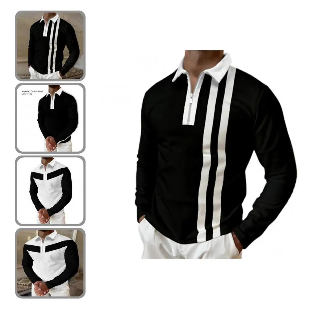 

Футболка мужская на молнии, сказочный Повседневный весенний Топ, деловая рубашка, контрастные цвета для работы