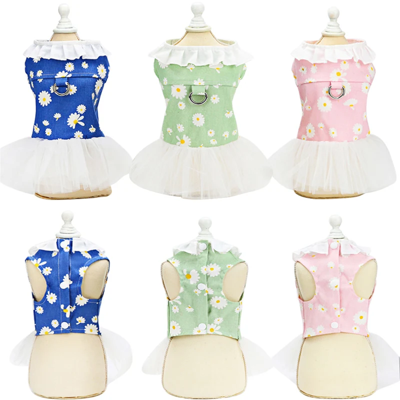 

Одежда для собак и кошек джинсовое платье с вытягивающим кольцом для маленьких и средних собак одежда в стиле принцессы газовая юбка костюм...