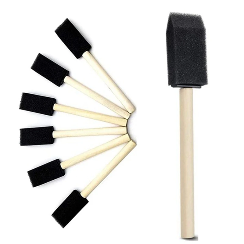 

72 Pack 1 Inch Wide Foam Paint Brush with Wooden Handles for Acrylics, Stains, Varnishes, Crafts, Arts