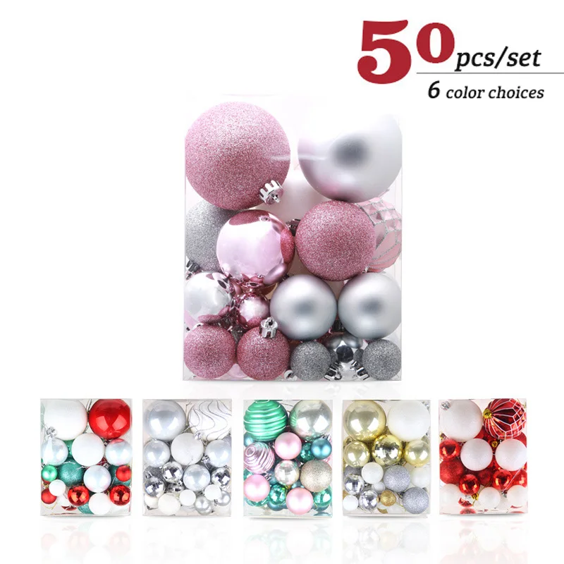 50 шт./лот, 3 см, 4 см, 5 см, 6 см, 8 см, украшение для рождественской елки, шар, блестящие безделушки, рождественские вечерние, расписные, Висячие шары, орнамент для украшения дома, подарок