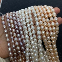 high quality natural freshwater pearl diy jewelry making necklace earrings rice shaped loose beads accessories 5 6mm 6 7mm 7 8mm