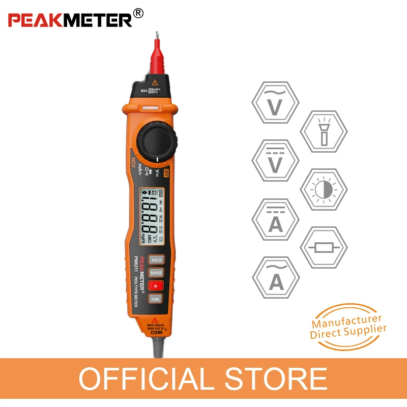 Цифровой мультиметр PEAKMETER PM8211 Ручной бесконтактный вольтметр высокоточное