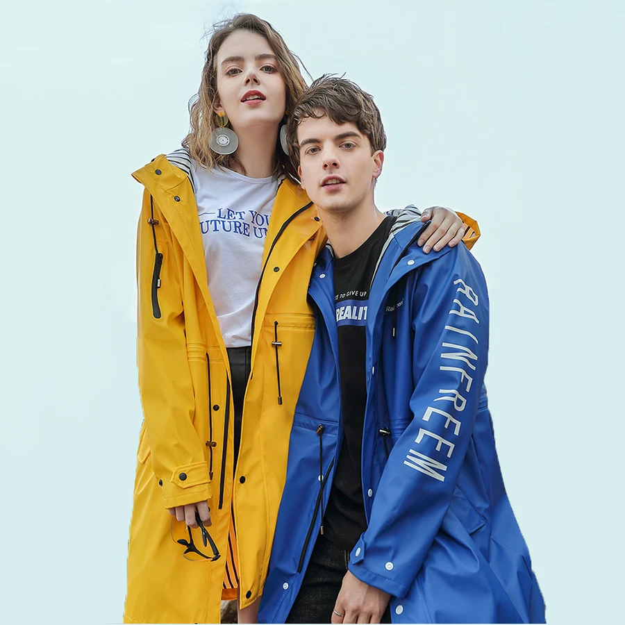 Дождевик водонепроницаемый длинный для мужчин и женщин желтый | Дом сад