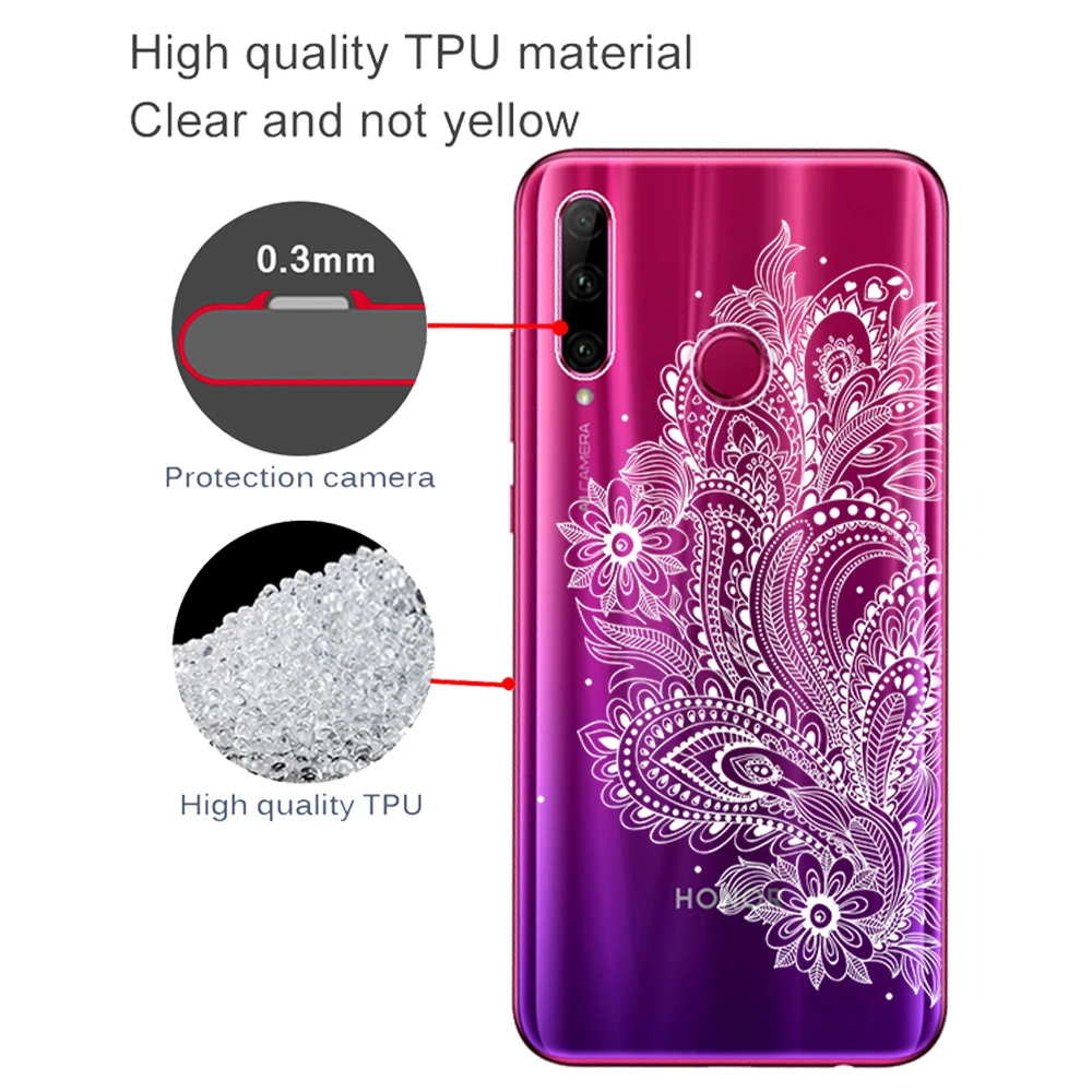 Белый пикантный силиконовый чехол с цветочным кружевом для Huawei Honor 30 10i 20i 9 9X 8X Mate 10