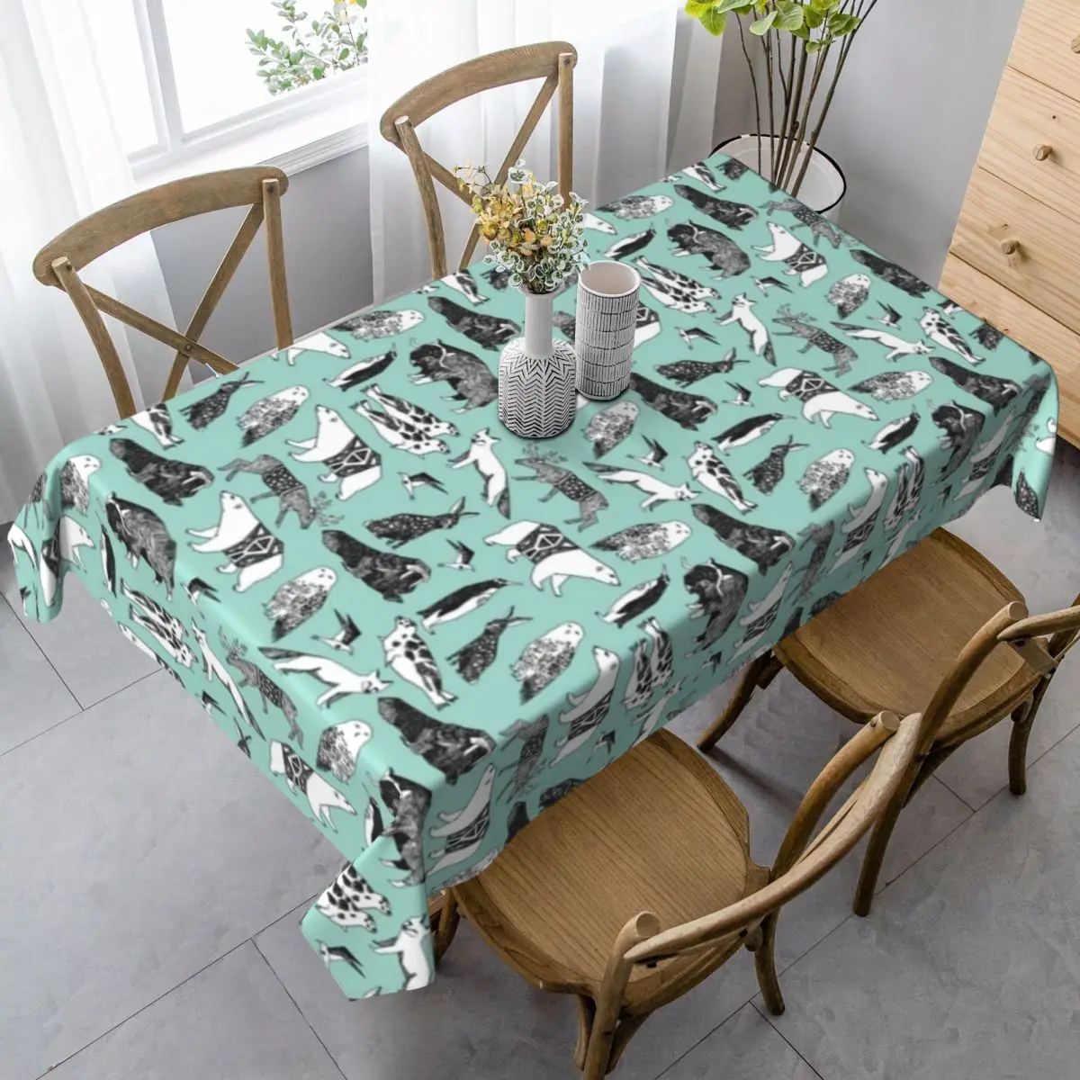 

Polar Tablecloth Protector Kitchen Table Cover Modern Print Polyester Cheap Table Cloth