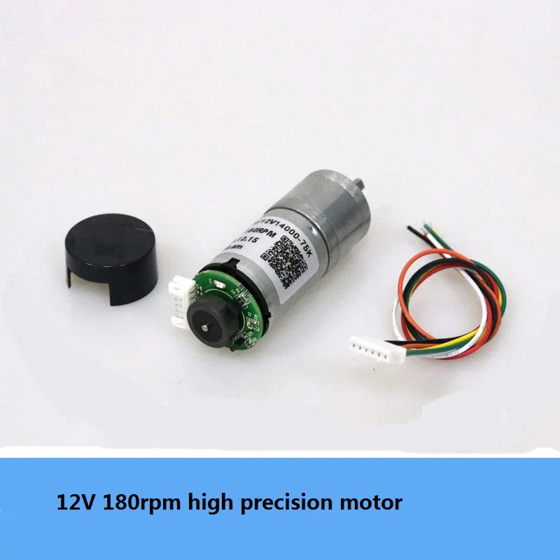 

25GA-370 High Torque DC Geared Motor 12V 180rpm AB Phase Incremental Hall Encoder Motor RC Smart Robot Chassis Part DIY