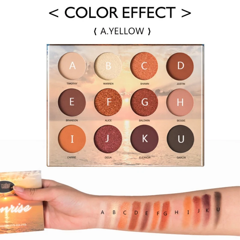 Shimmer Matte Powder тени для век 12 цветов Палитра теней для век водостойкая пятнистая долговечная легкая в цвете