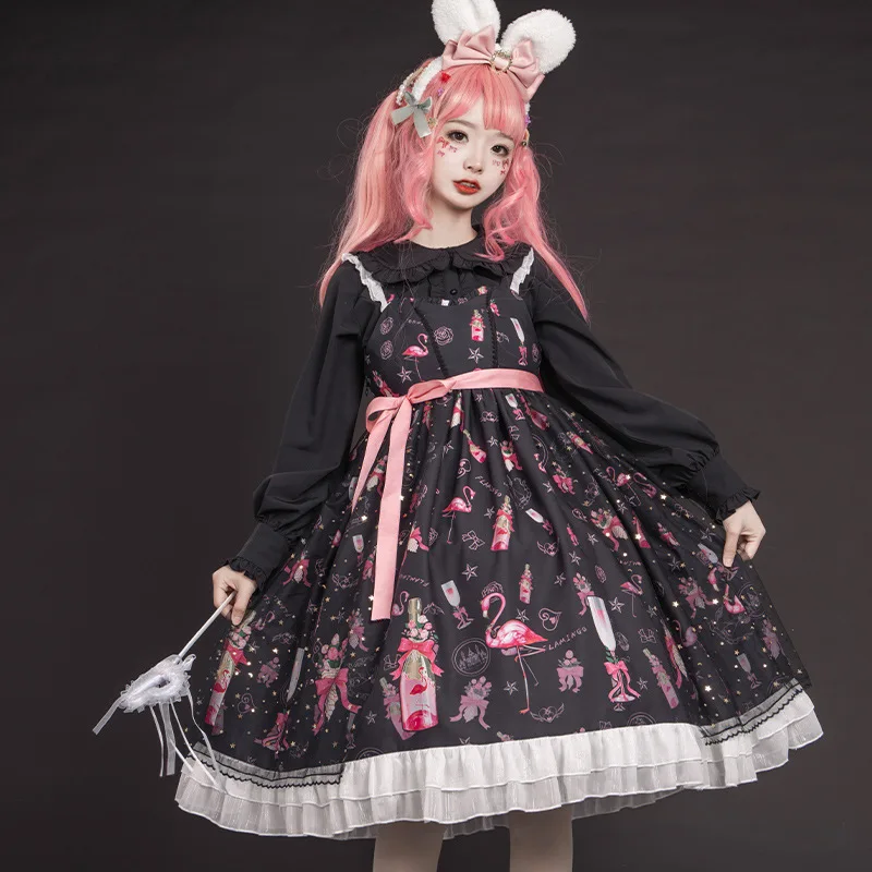 Женское платье с принтом фламинго юбка в готическом стиле оригинальный дизайн