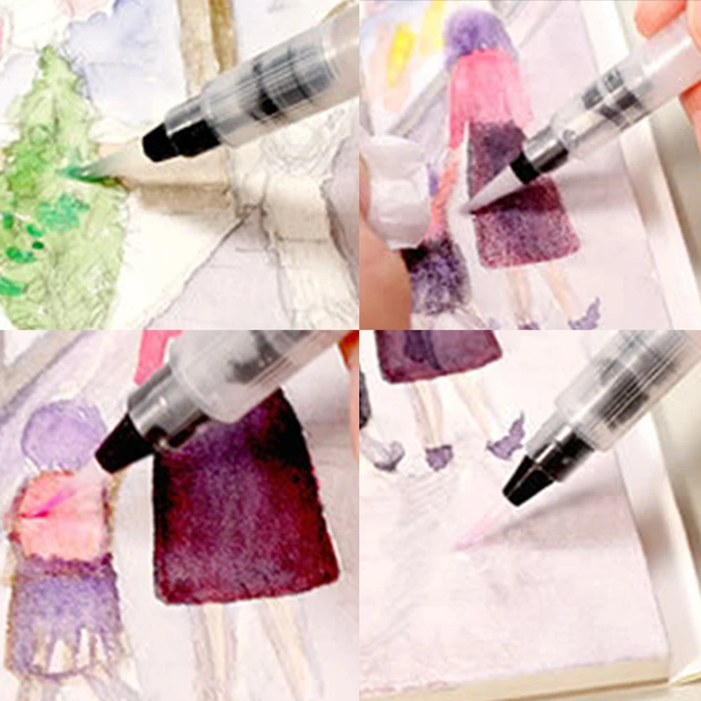 

3pcs Kids Gift Students Portable School Stationary Doodling Watercolor Plastic Art Painting Durable Fountain Pen Set