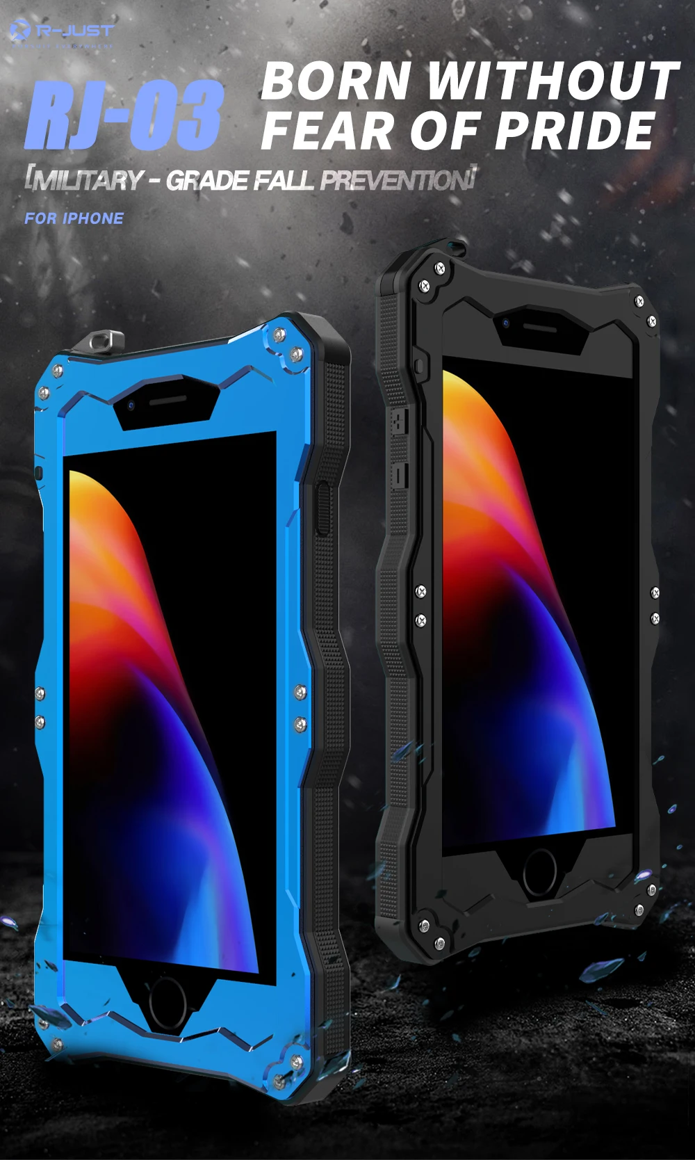 3-Proofs металлический+ силиконовый чехол для Apple iPhone 6 6S 7 8 Plus жесткий чехол военный класс чехол Оболочка Полная защита Спорт