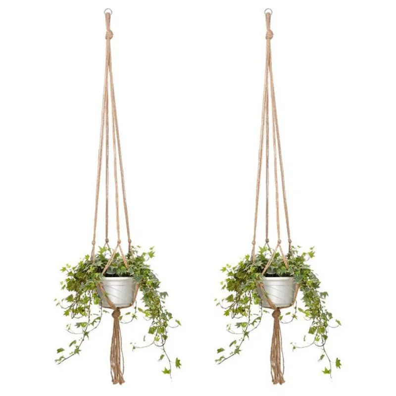 

90/122cm Flower Basket Macrame Plant Hanger Baskets Flower Pots Holder Balcony Hanging Decor Knotted Lifting Rope Garden Supply
