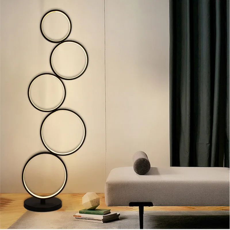 

Modern Aluminum Ring Combined LED Floor Lamp American Living Room and Bedroom Standing Light Designer Style Corner Light Fixture