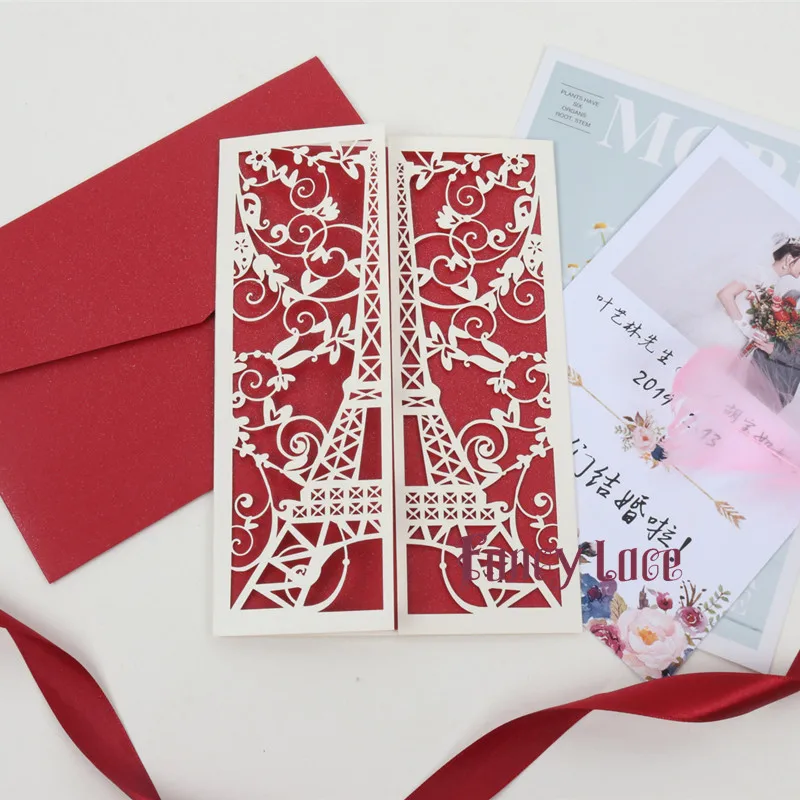 50 шт. Блестящий Свадебный комплект с изображением Эйфелевой башни