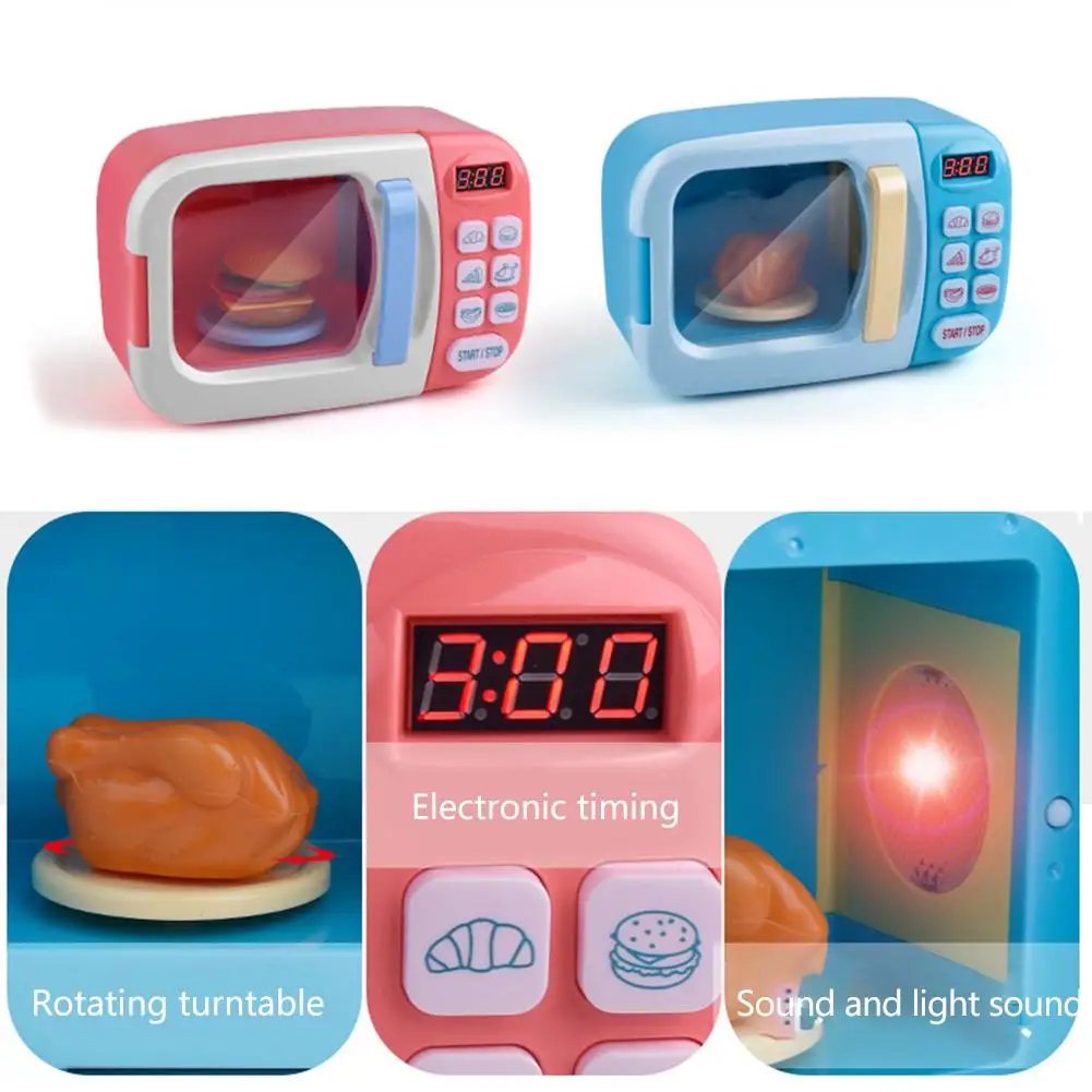 

Kitchen Toys Microwave Tableware Toys Small Household Kitchenware Pretend Play House Toy For Children Simulation Fries Hamburger