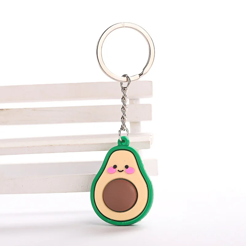 Fashion Simulation Fruit Shy Avocado Smile-shaped Keychain 3D Soft Resin Key Chains Jewelry Wedding Party Gift | Украшения и
