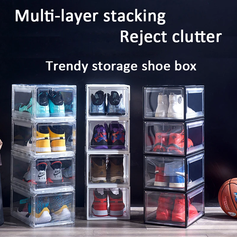 

Transparent Storage Shoe Box Magnetic Plastic Acrylic Free Combination High-top Basketball Shoe Box Moisture-proof Shoe Cabinet