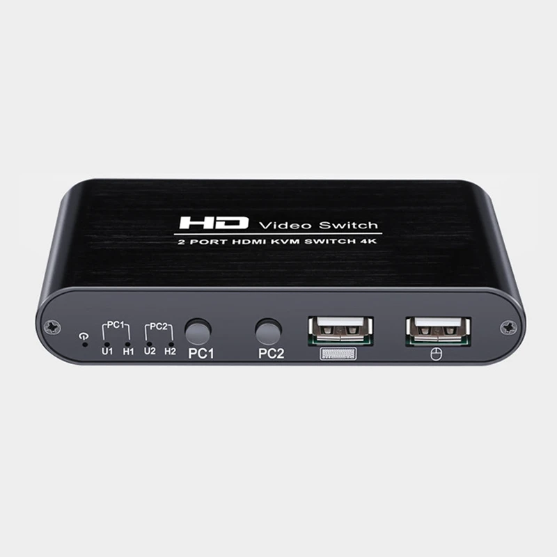 

KVM Switcher, 2 Port High Speed KVM 4K HDMI Switcher for Sharing Monitor Keyboard Mouse Home, USB 2.0 Transmission, HDMI+USB Int