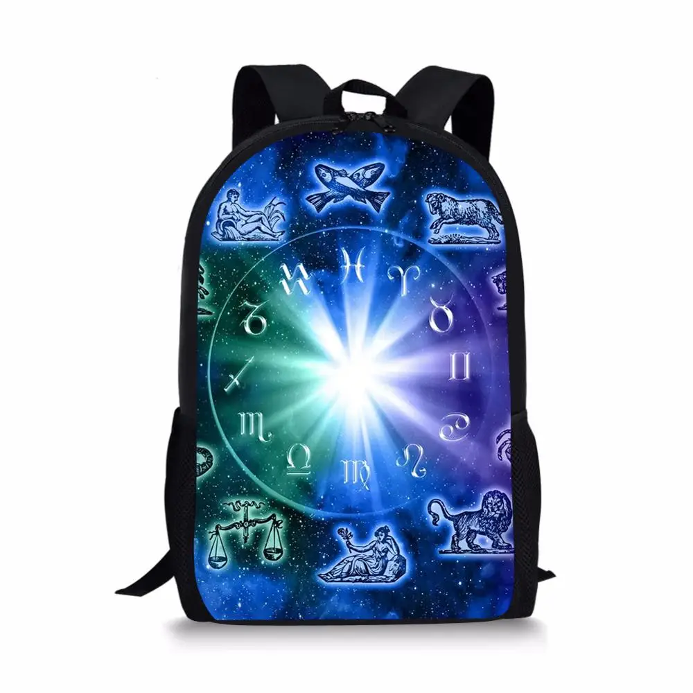 Fashion Children Backpack Picture 12 Constellations Pattern School Book Bags Cartoon Gothic Design Teenagers School Bag