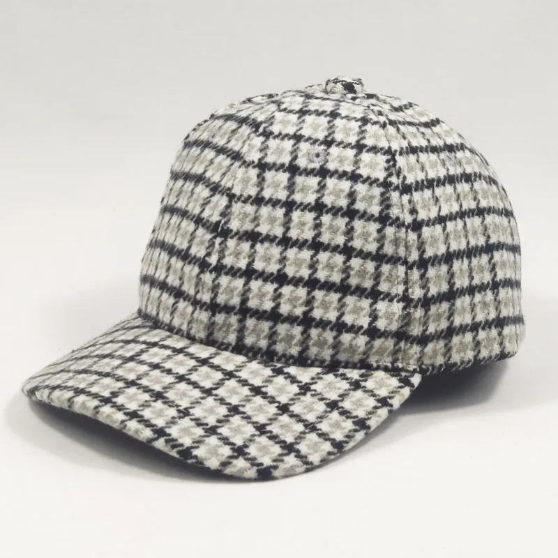 3-8yrs Wool Blend Tweed Kids Cap Plaid Winter Baseball Cap for Boys Girls Yellow Blue Brown