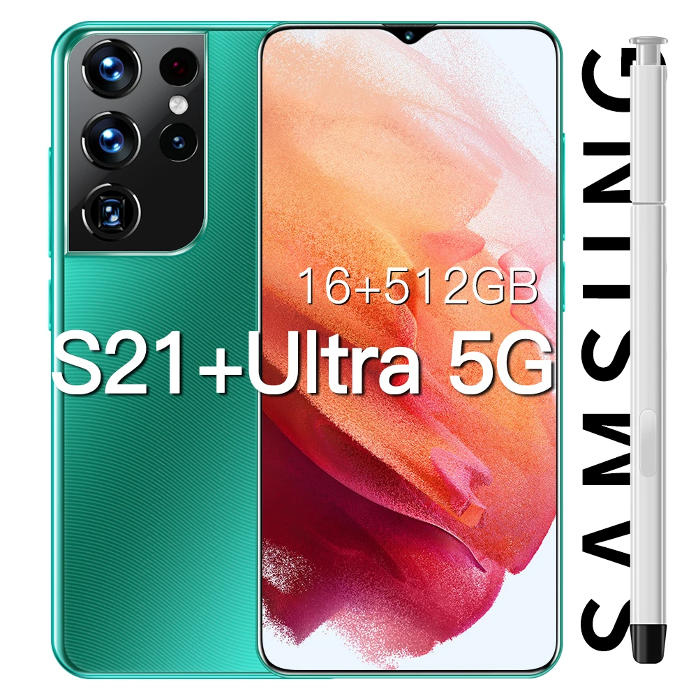 

Global Version S21+ Ultra6.7"smartphones16G+512Gmobile Phones 6800Mah 32MP+50MP Camera 5G Cellphone Support Google