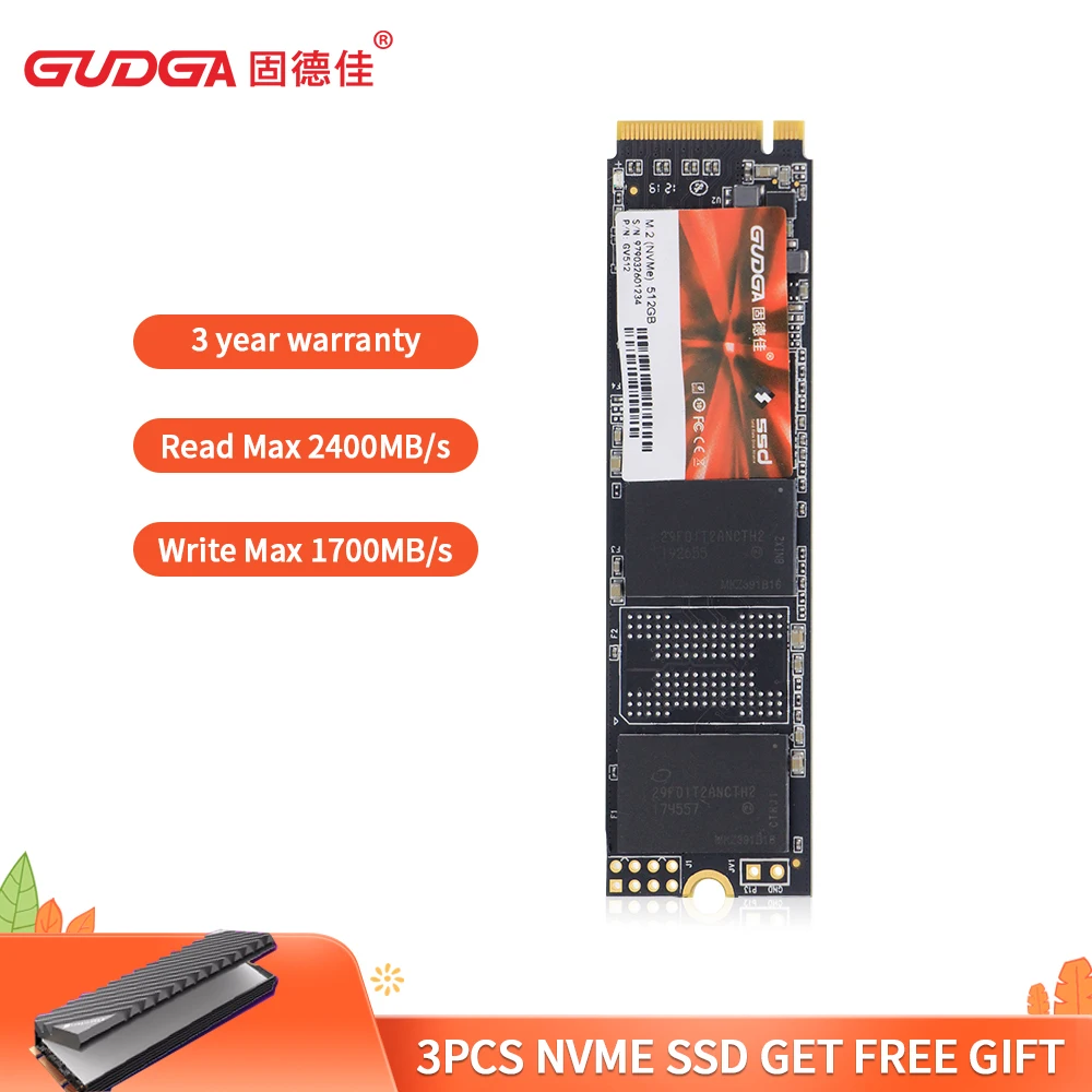 GUDGA ssd nvme m2 500 Гб жесткий диск 512G 2280 твердотельный накопитель hdd pci e 3 0x4 для ноутбука