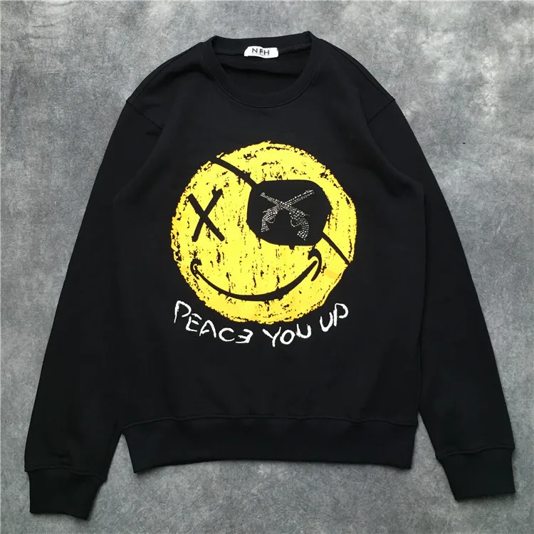 

New luxury High Men Peace You Up Diamond revolver Hoodies Hoody hooded Sweatshirts velvet Cotton Drake Thicken Fleece pullover