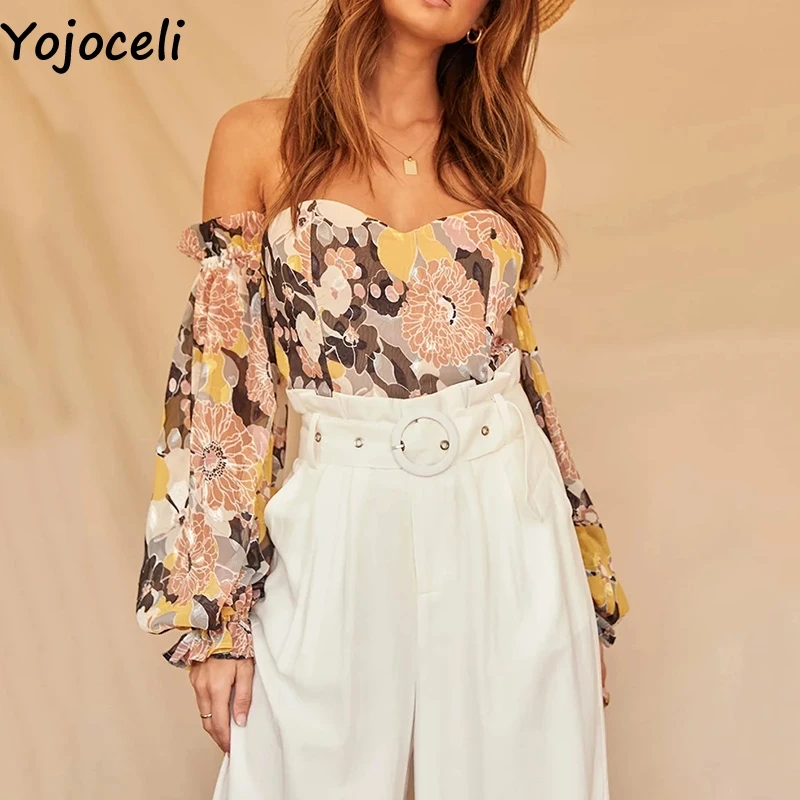 Женская укороченная блузка Yojoceli повседневная пикантная с открытыми плечами и