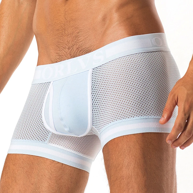 Сетчатые сексуальные боксеры для мужчин мужское нижнее белье однотонные