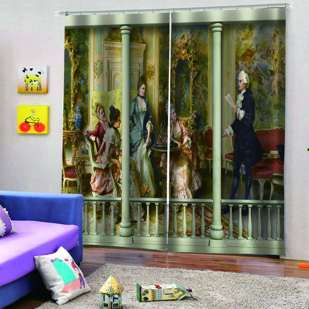 Высококачественные занавески на заказ 3d из ткани европейские с фотографией 3D для