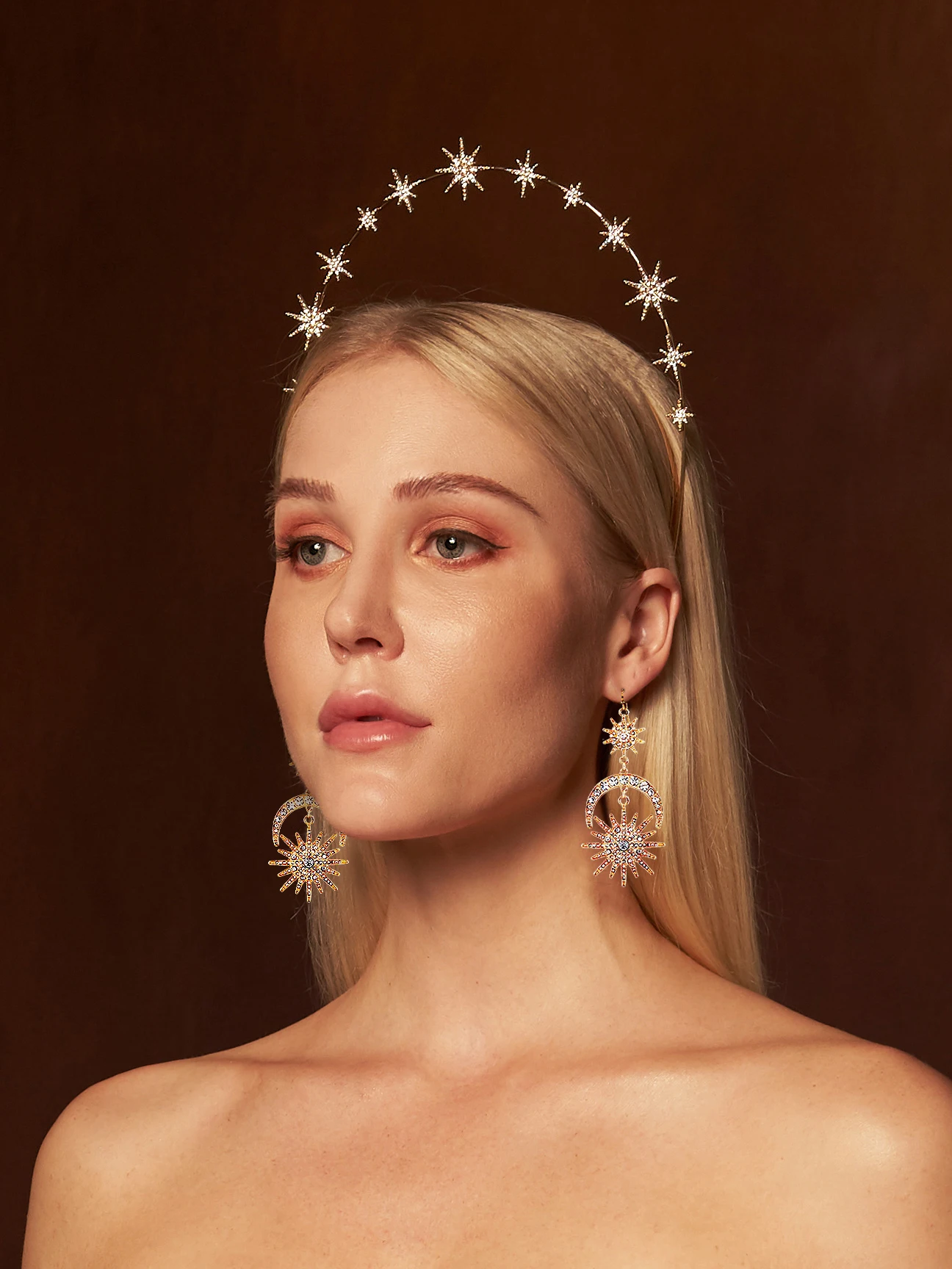 Halo Crown Moon Stars богиня Корона ободок тиара и короны для женщин Boho свадебный головной