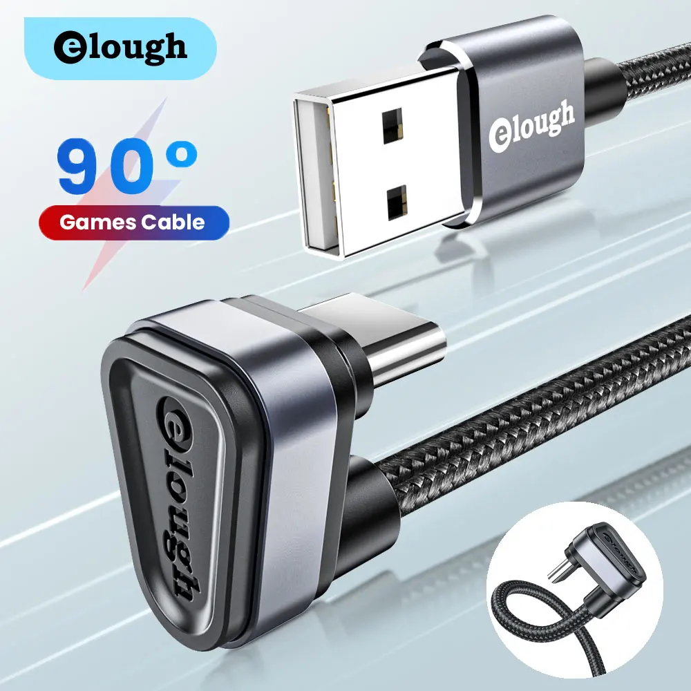 Кабель зарядный Elough USB Type-C, 2,4 А, 90 градусов