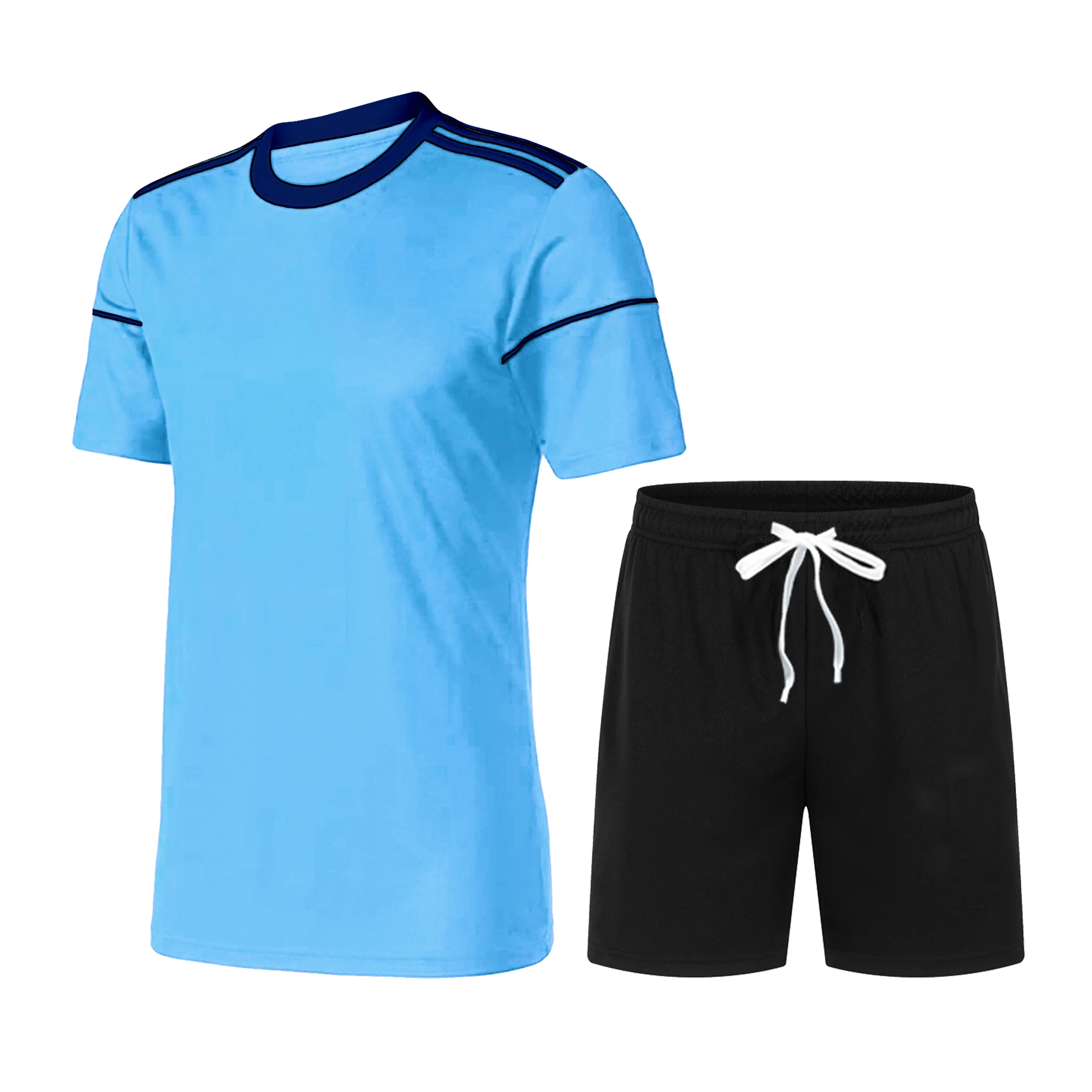 

New running sports suit 2021 men's summer casual short-sleeved three-pole breathable fitness sports two-piece suit