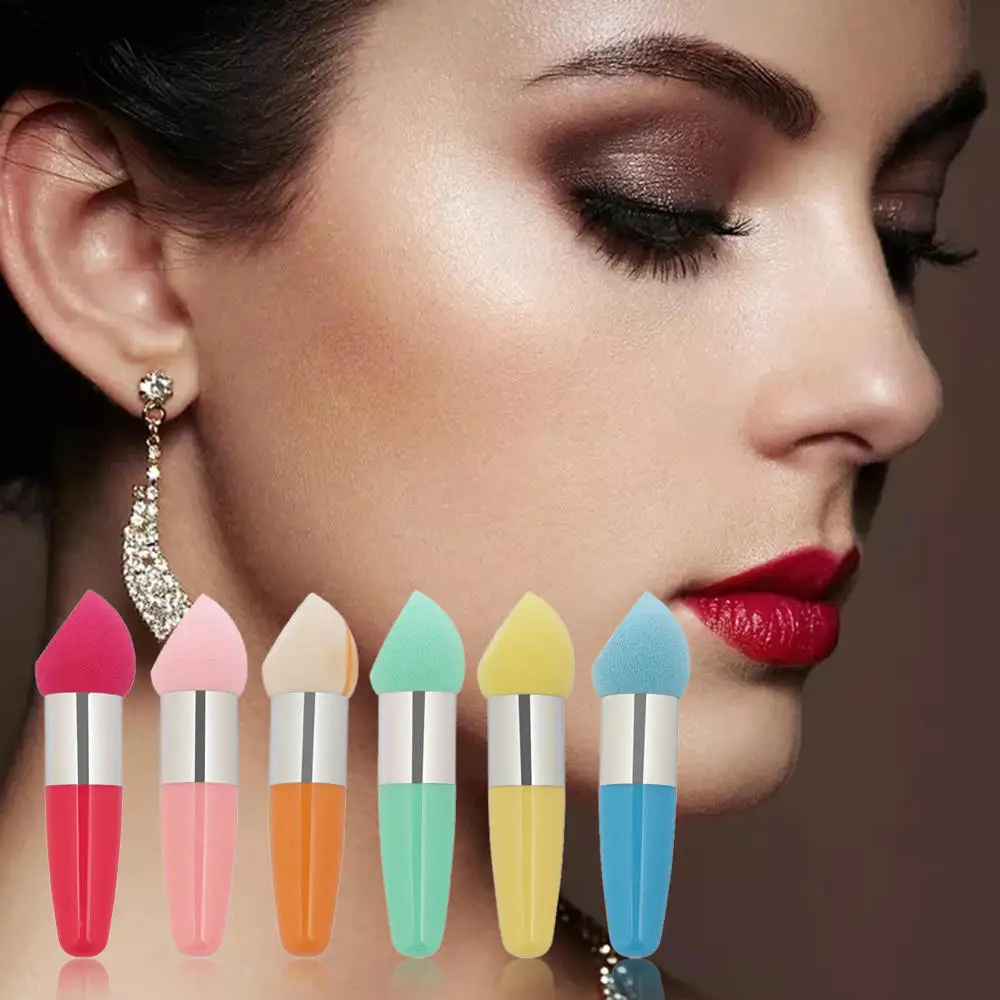 2 шт случайный цвет макияж косой поверхности кисти пуля гриб губка головка жидкий