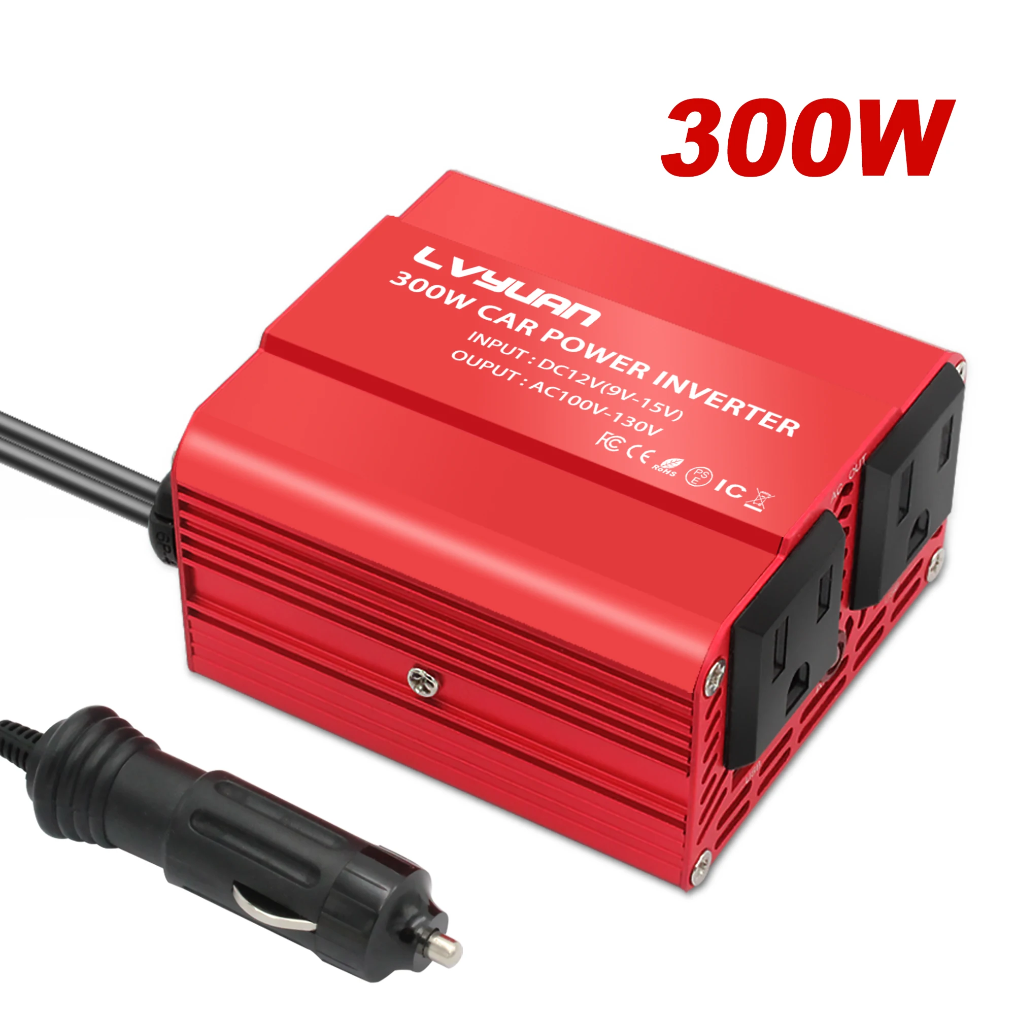 Портативное автомобильное зарядное устройство с двойным USB портом 300 Вт для