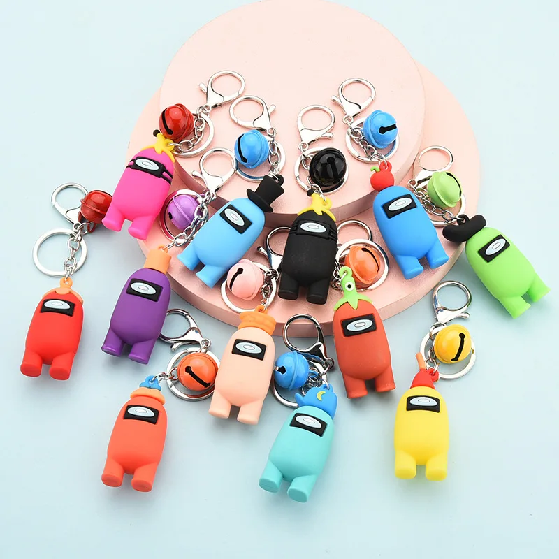 

New 2020 Game Among Us Keychain Cute Creative Game Space Killer Key Chain Charm Pvc Bag Pendant Keyring Friends Gifts